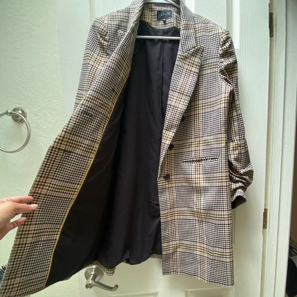 1. STATE | Long Plaid Blazer Coat Size Medium - Picture 8 of 13
